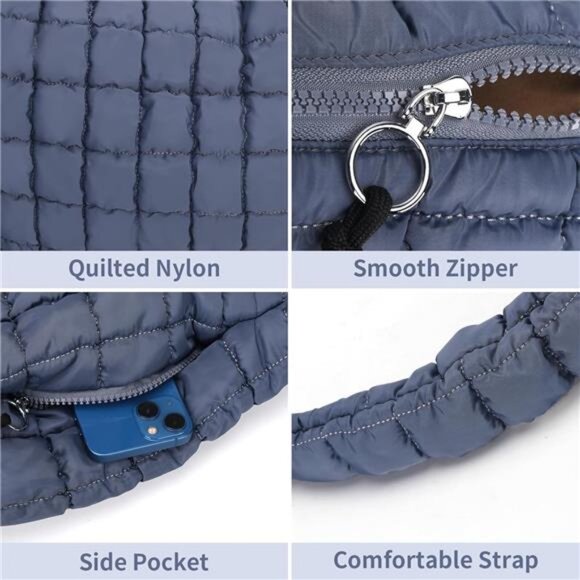 Large Quilted Crossbody Handbag - Navy Blue - Picture 3 of 6
